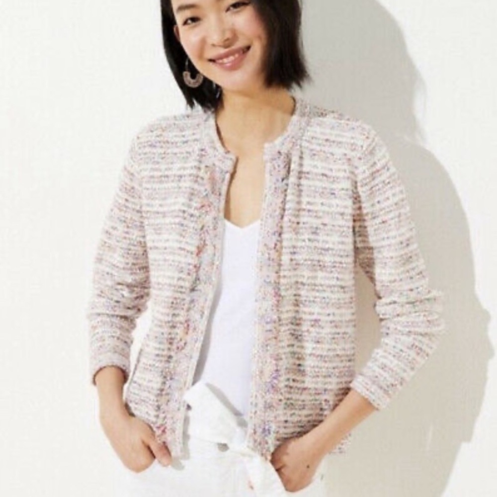 Loft-Rainbow Fringe Sweater Jacket